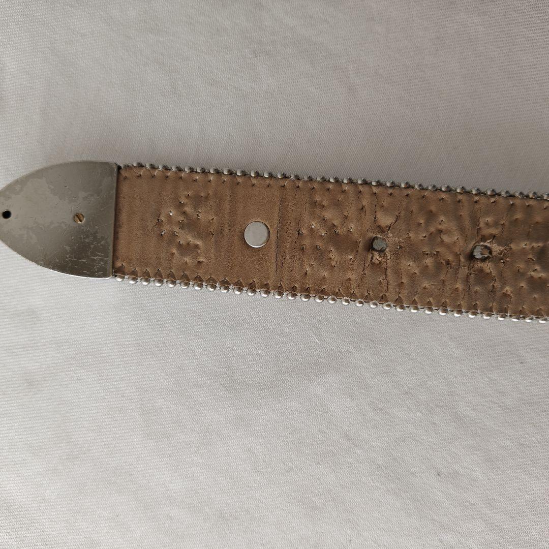 【希少】b.b.simon　ベルト　スタッズ　ビジュー　クロコ　白