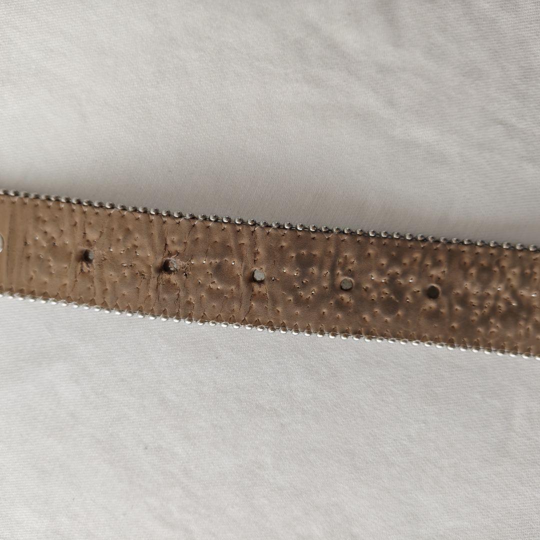 【希少】b.b.simon　ベルト　スタッズ　ビジュー　クロコ　白