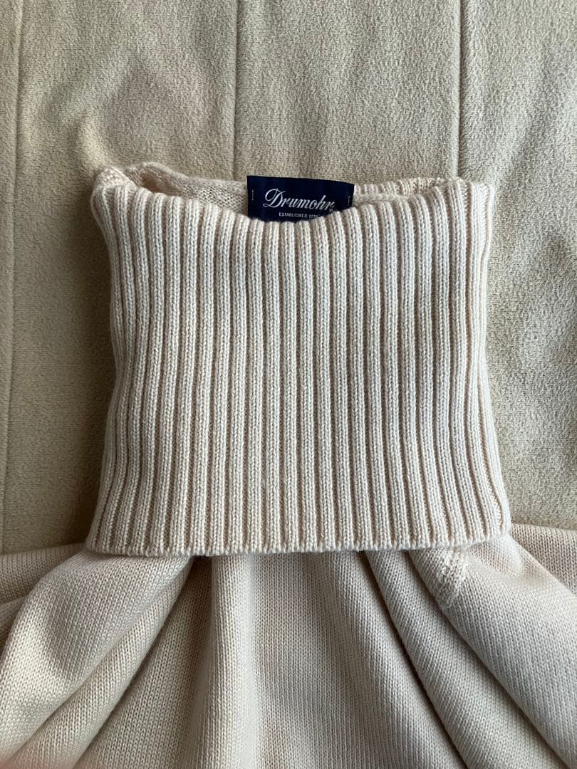 Drumohr メリノウール 8G タートルネックニット オフホワイト 48