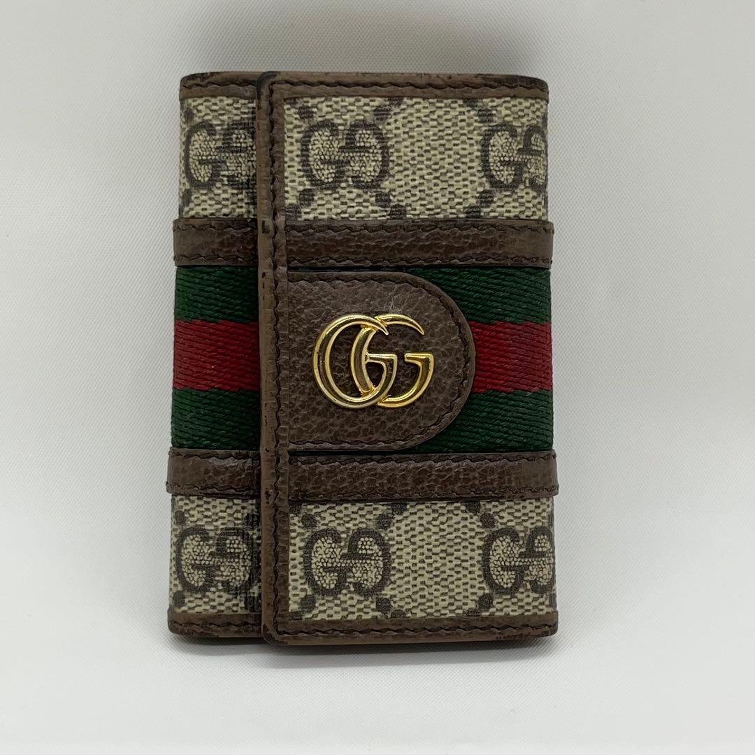 美品✨グッチ　キーケース　6連　GGマーモント　オフィディア　シェリーライン　茶
