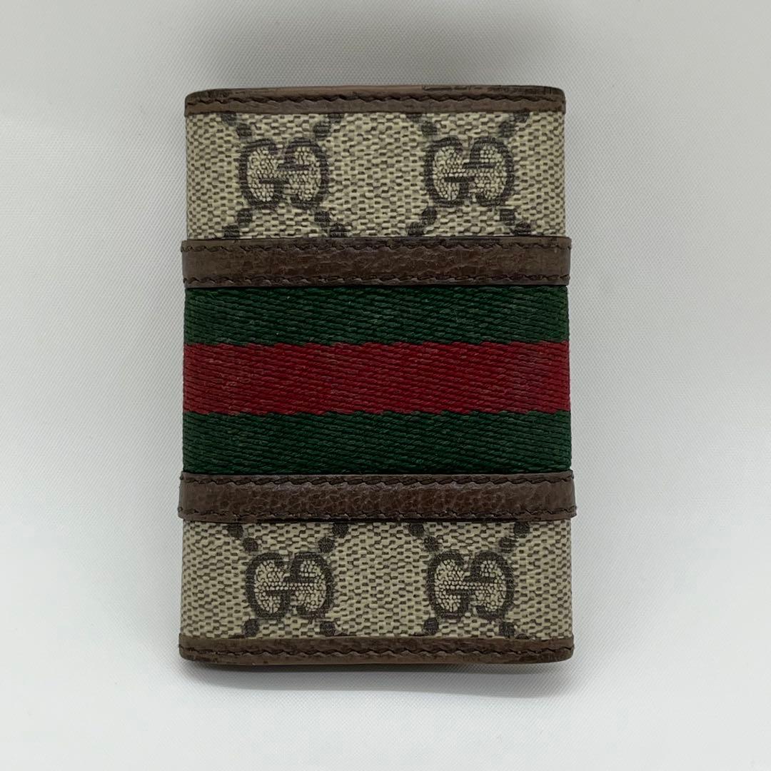 美品✨グッチ　キーケース　6連　GGマーモント　オフィディア　シェリーライン　茶