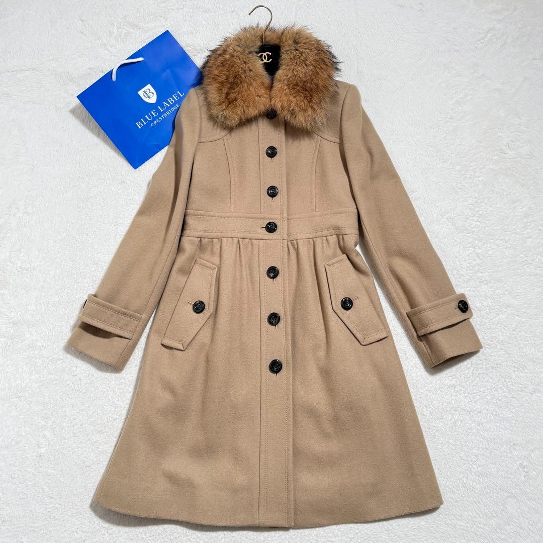 美品　ブルーレーベルクレストブリッジ ロングコート メガチェック キャメル　38