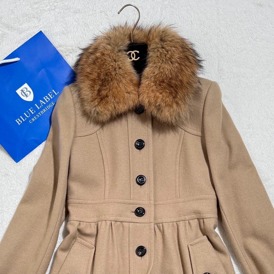美品　ブルーレーベルクレストブリッジ ロングコート メガチェック キャメル　38