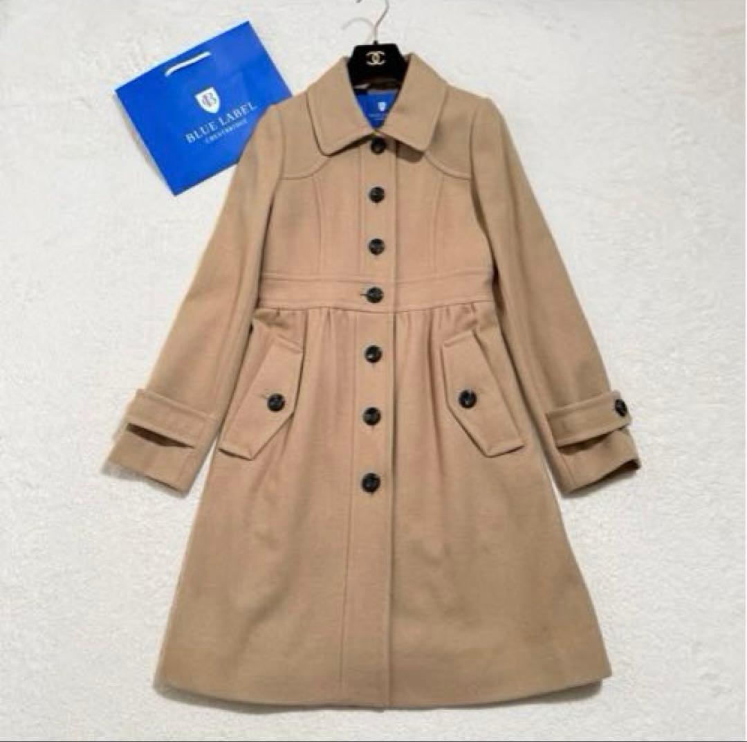 美品　ブルーレーベルクレストブリッジ ロングコート メガチェック キャメル　38