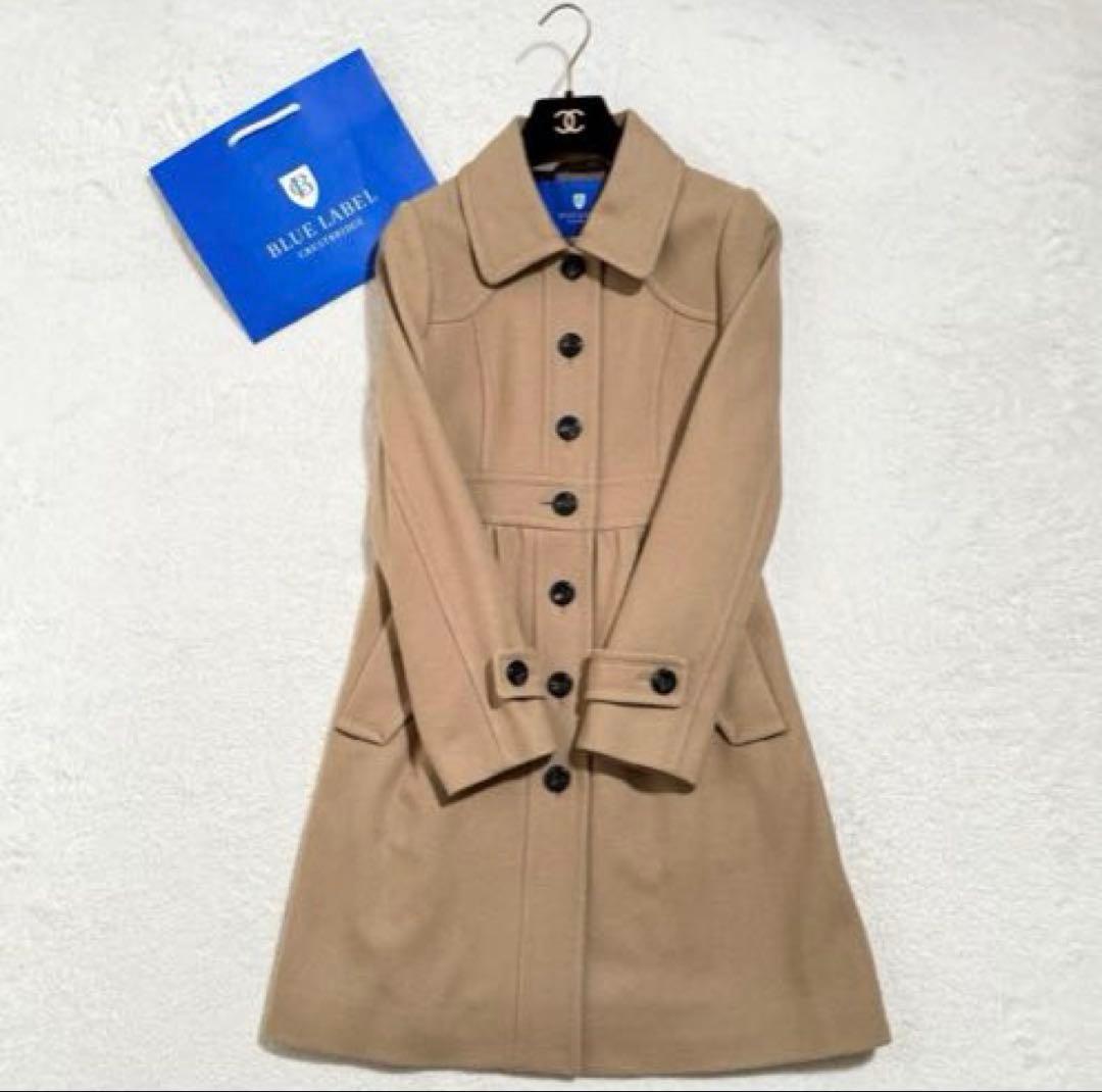 美品　ブルーレーベルクレストブリッジ ロングコート メガチェック キャメル　38