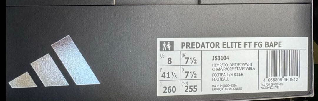 26cm BAPE ADIDAS プレデターエリートフォールディングタン FG