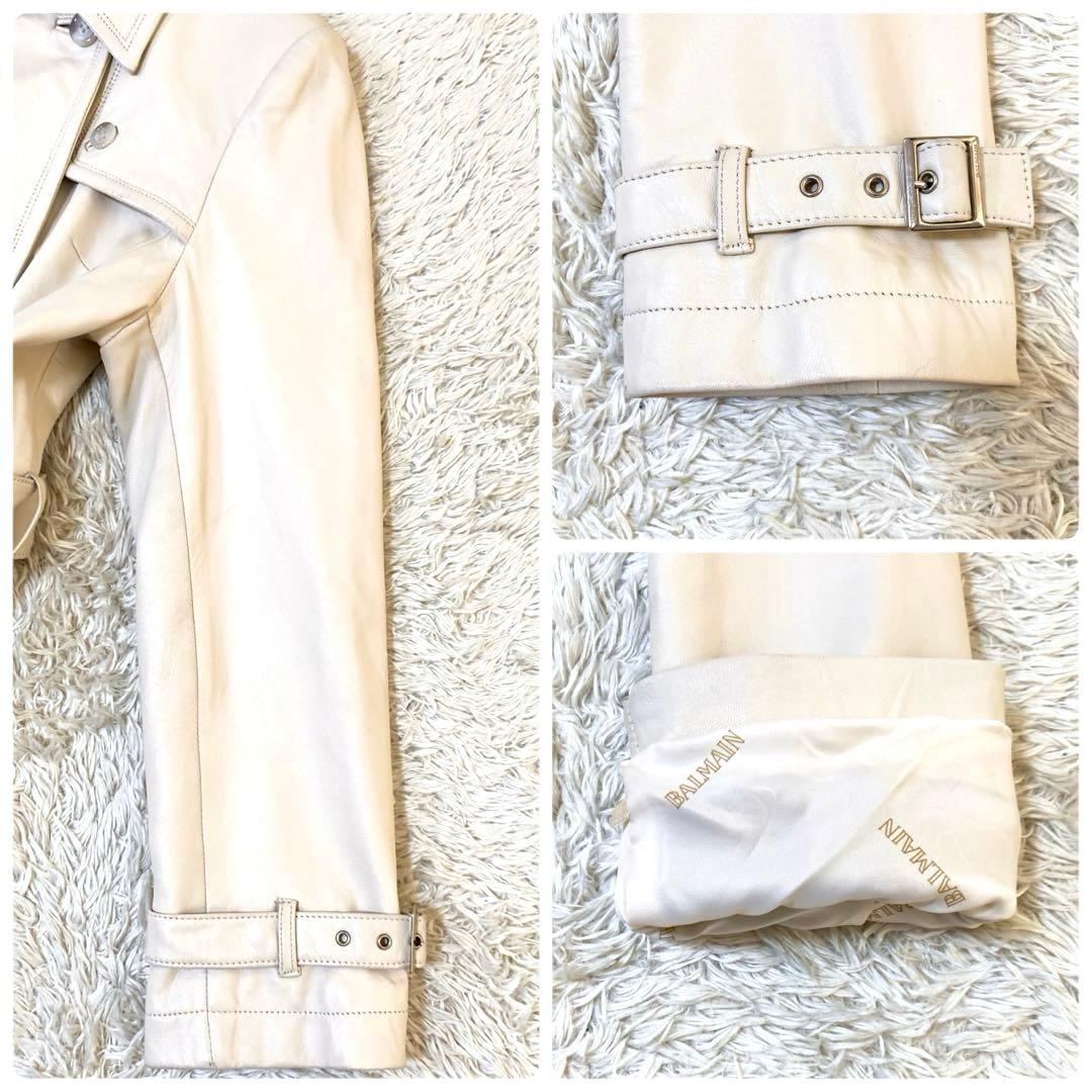 BALMAIN ラムレザートレンチコート ウエストベルト ロングコート M相当
