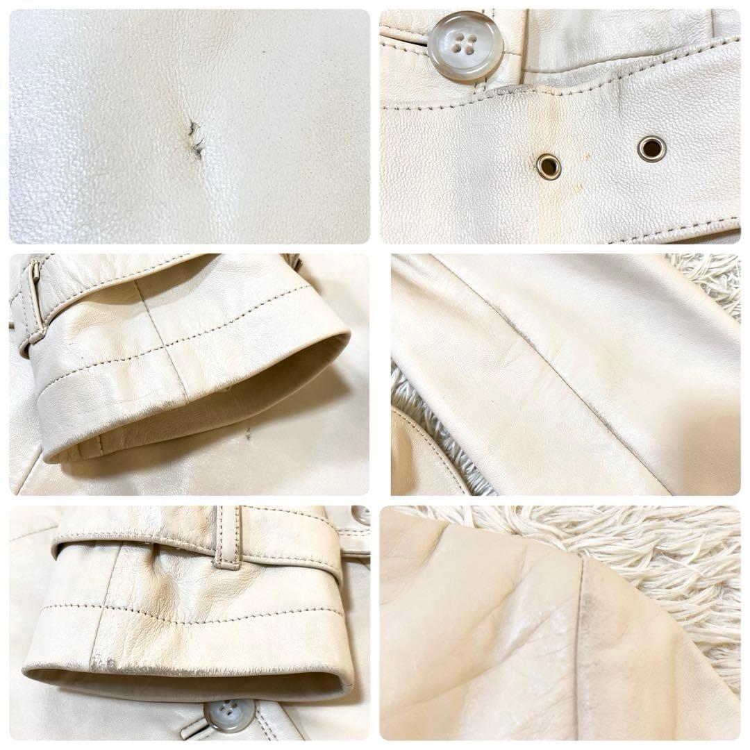 BALMAIN ラムレザートレンチコート ウエストベルト ロングコート M相当