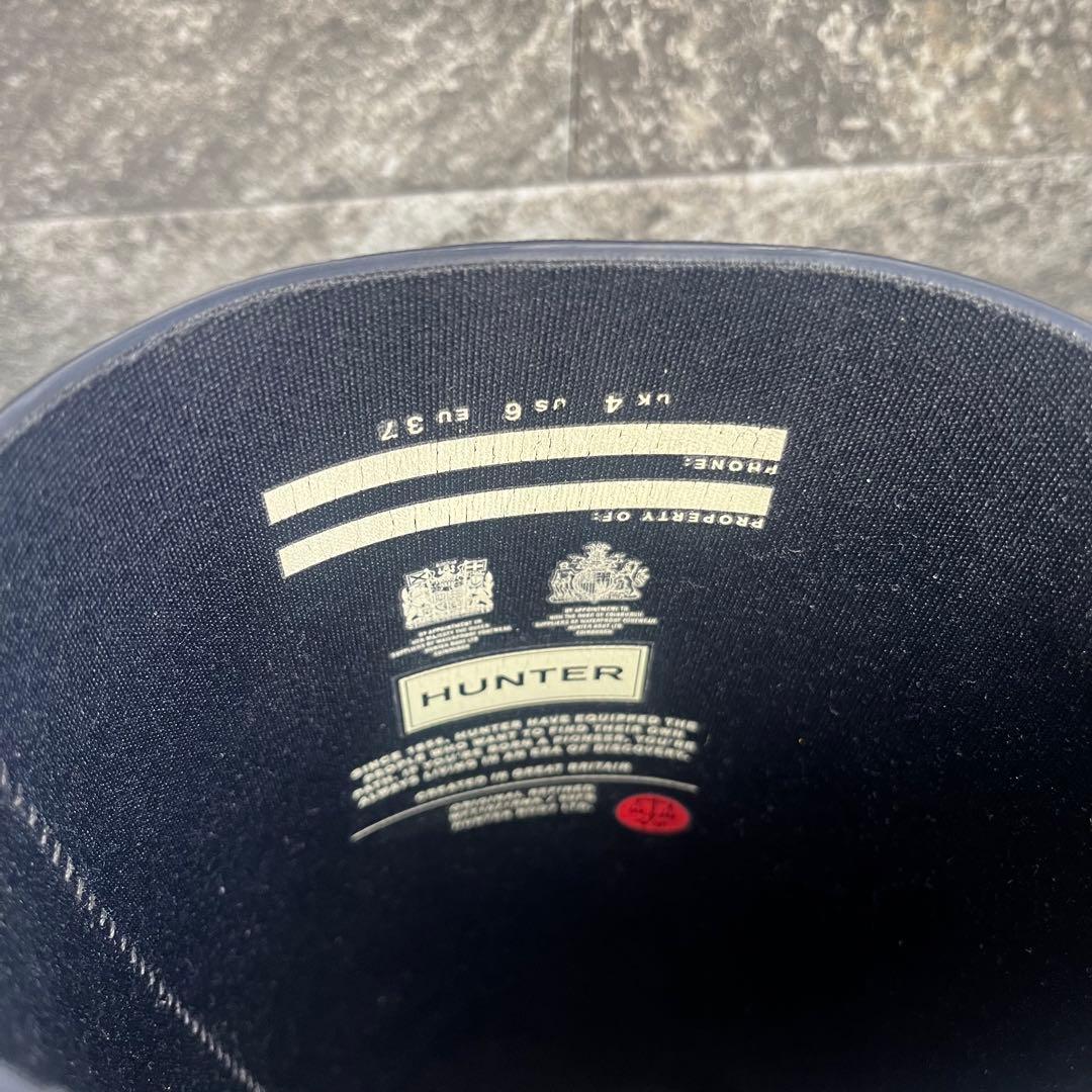 【新品】HUNTER ブラック 長靴 ロングレインブーツ　23.5cm バックル