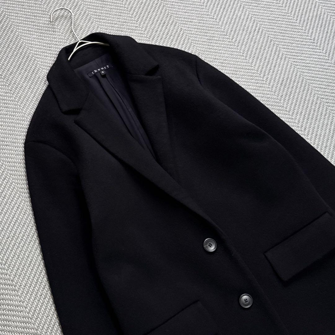 極美品 Theory カシミヤ100% チェスターコート ロングコート 黒 M
