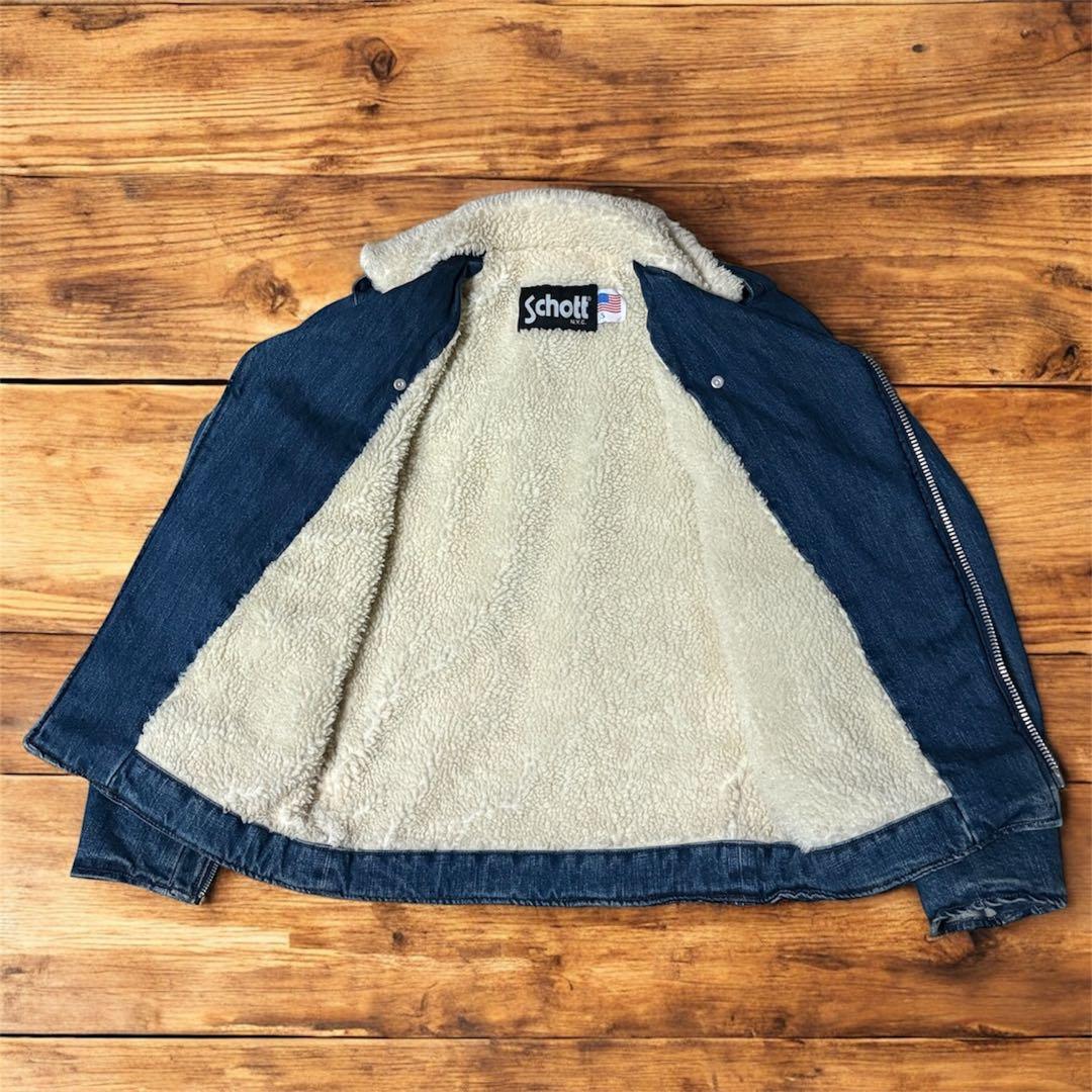 【希少】Schott デニムライダースジャケット　Sサイズ ボア