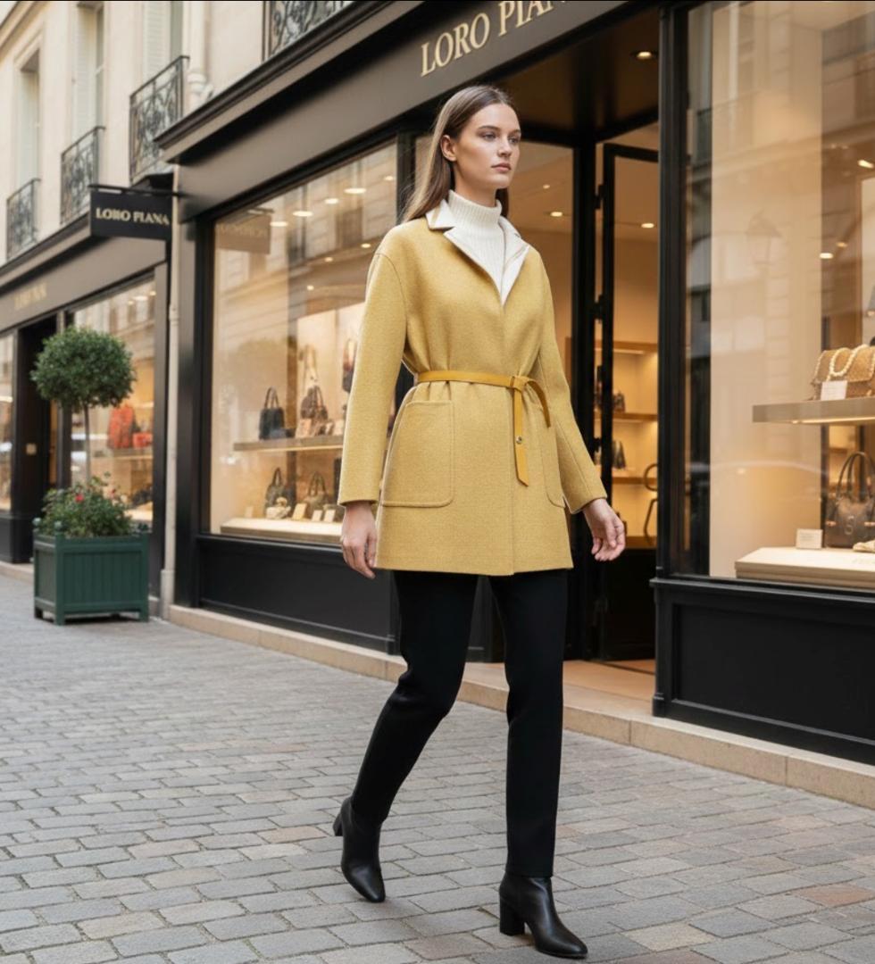 極美品★LOROPIANA★最高級カシミヤ★レザーベルト★リバーシブルコート