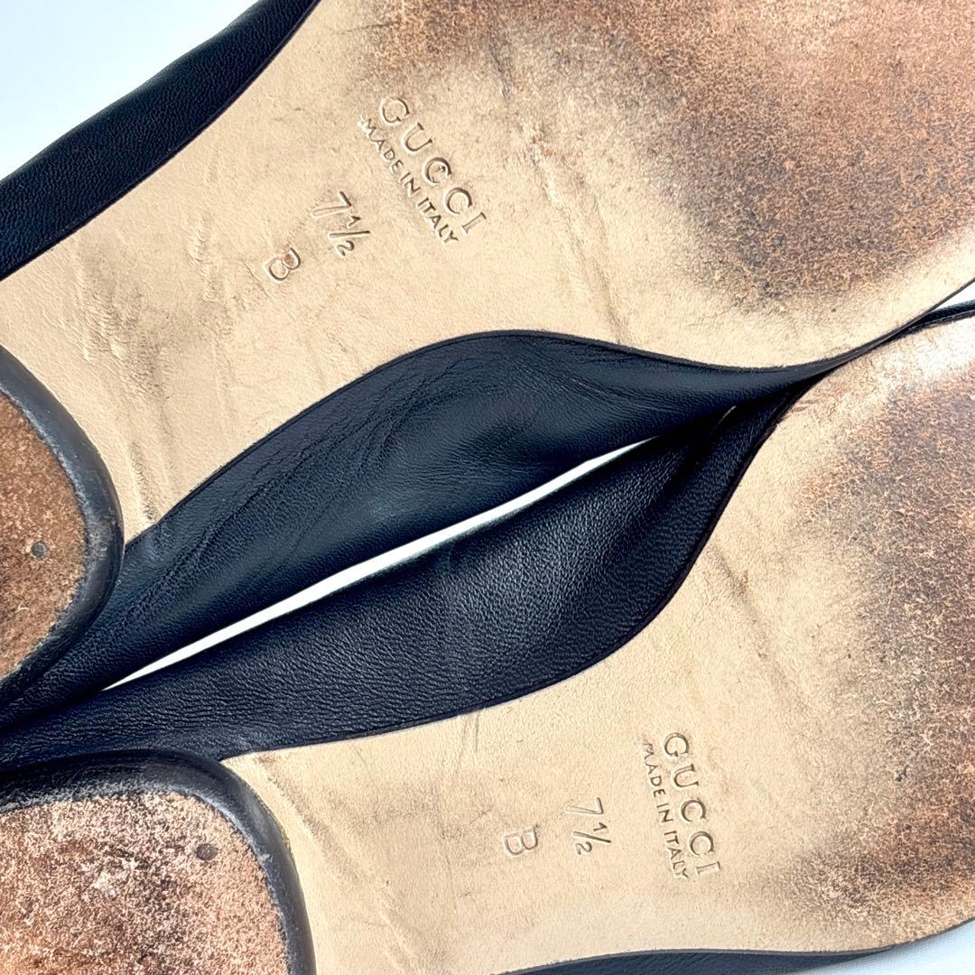 美品 GUCCI グッチ バンブー フラットシューズ ラムレザー 24.5㎝