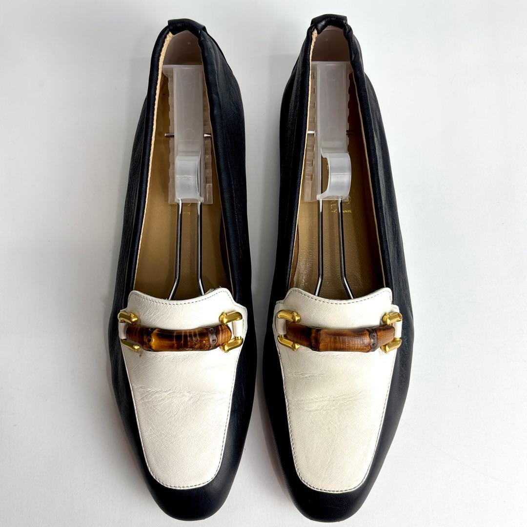 美品 GUCCI グッチ バンブー フラットシューズ ラムレザー 24.5㎝