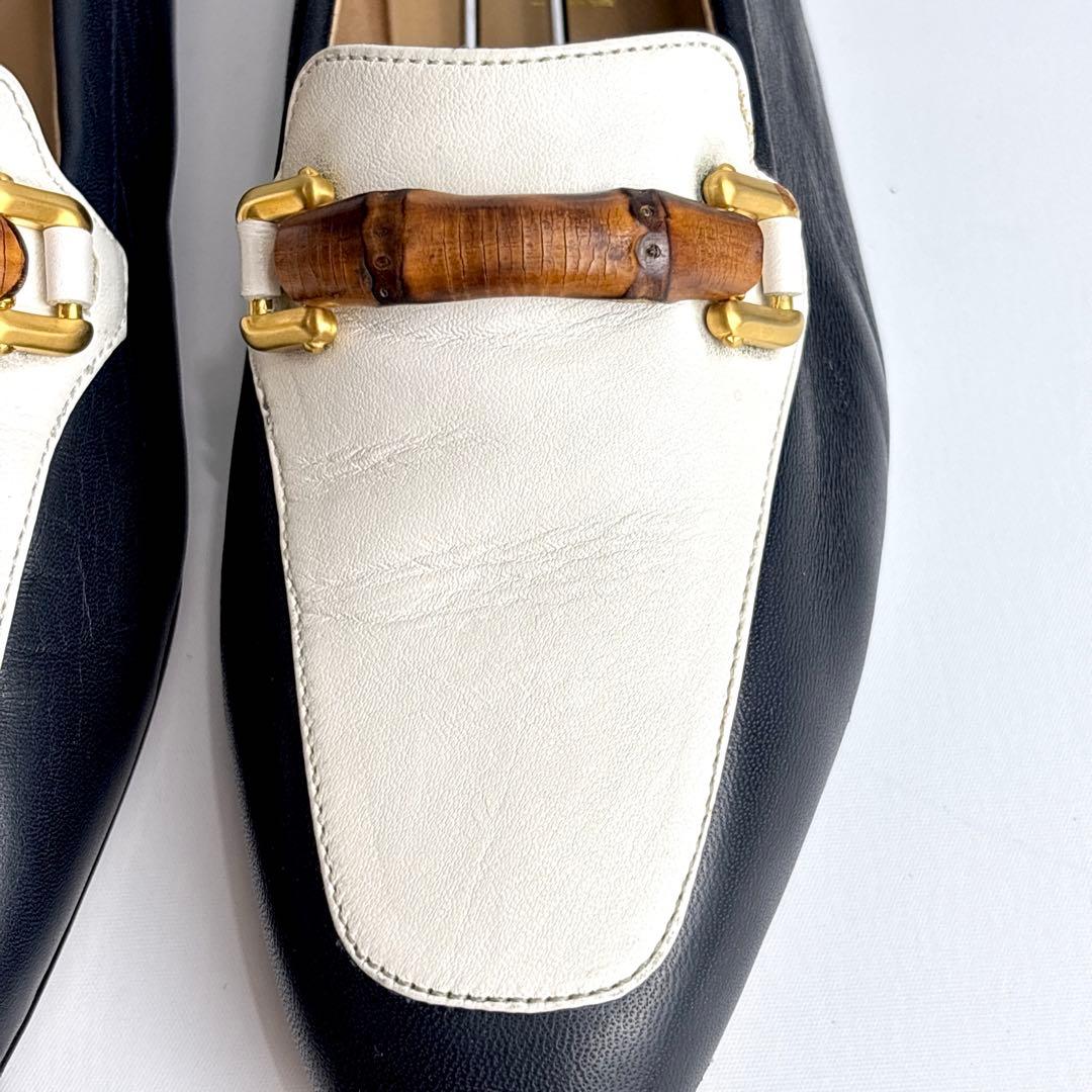 美品 GUCCI グッチ バンブー フラットシューズ ラムレザー 24.5㎝