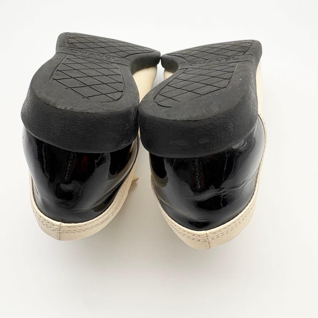 CHANEL シャネル ココマーク スニーカー 37 アイボリー 黒