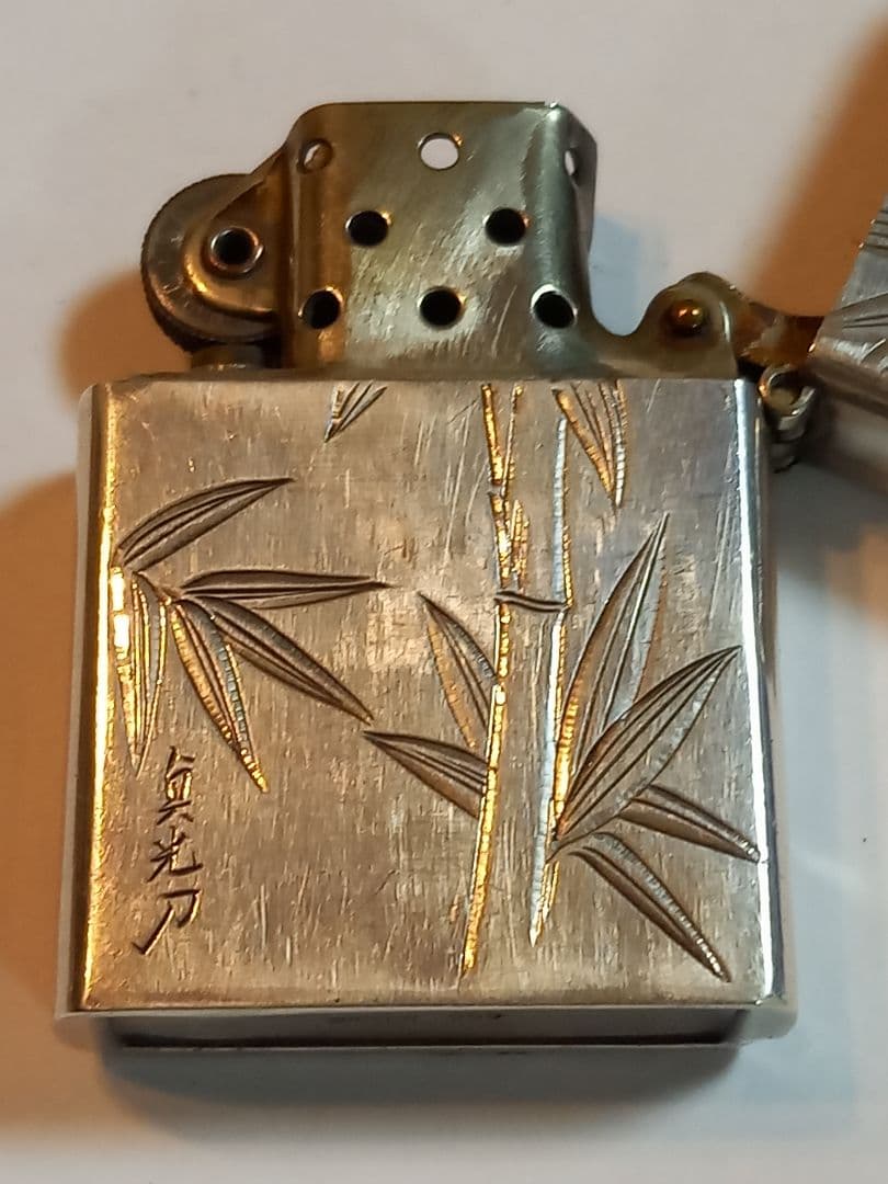 ZIPPO スターリングシルバー950 彫金 インサイドユニット希少 動作正常