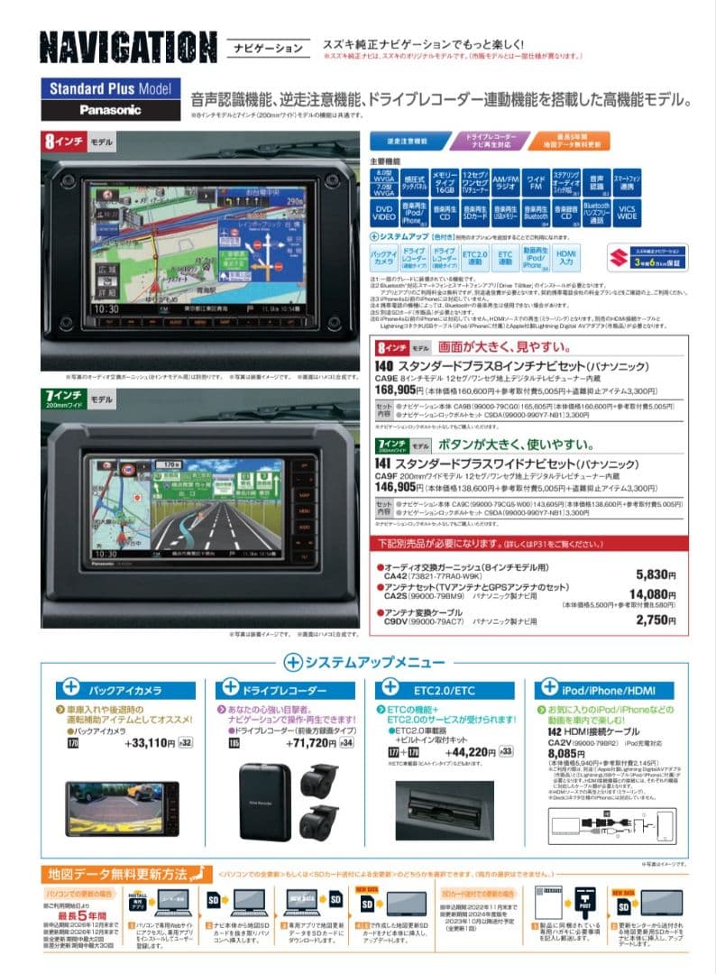 PanasonicCN-RZ866ZAスズキ純正8型/ジムニー専用ドラレコセット