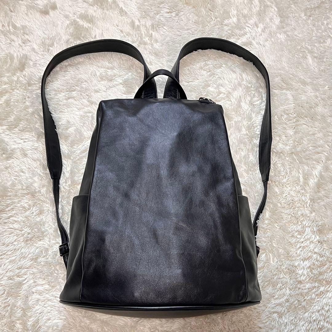 美品 イアパピヨネ 《A４対応/本革》レザースタンドリュック2 ブラック