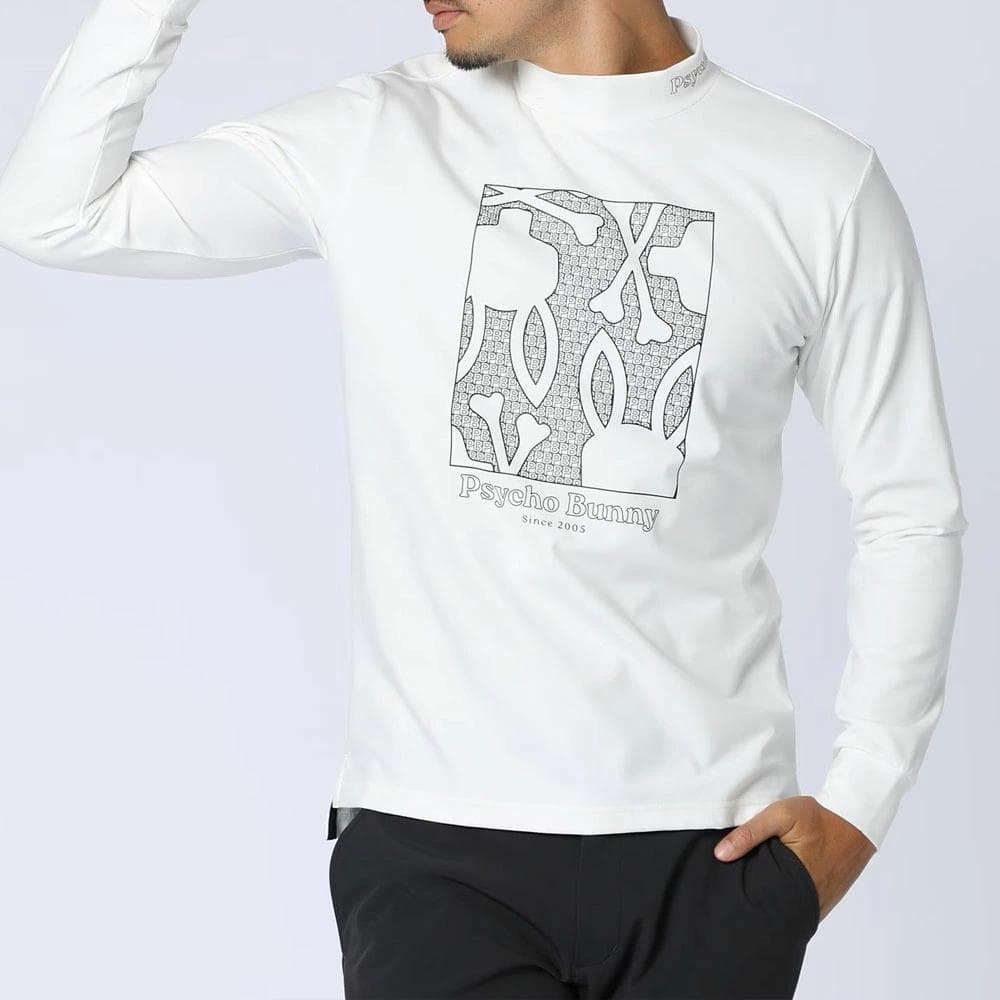 サイコバニー モックネックシャツ〔総柄アート〕【L寸】ホワイト gf649