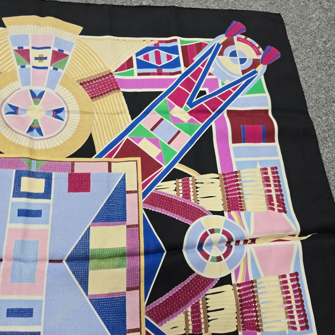 MT275 エルメス HERMES カレ90 草原のインディアンアート スカーフ