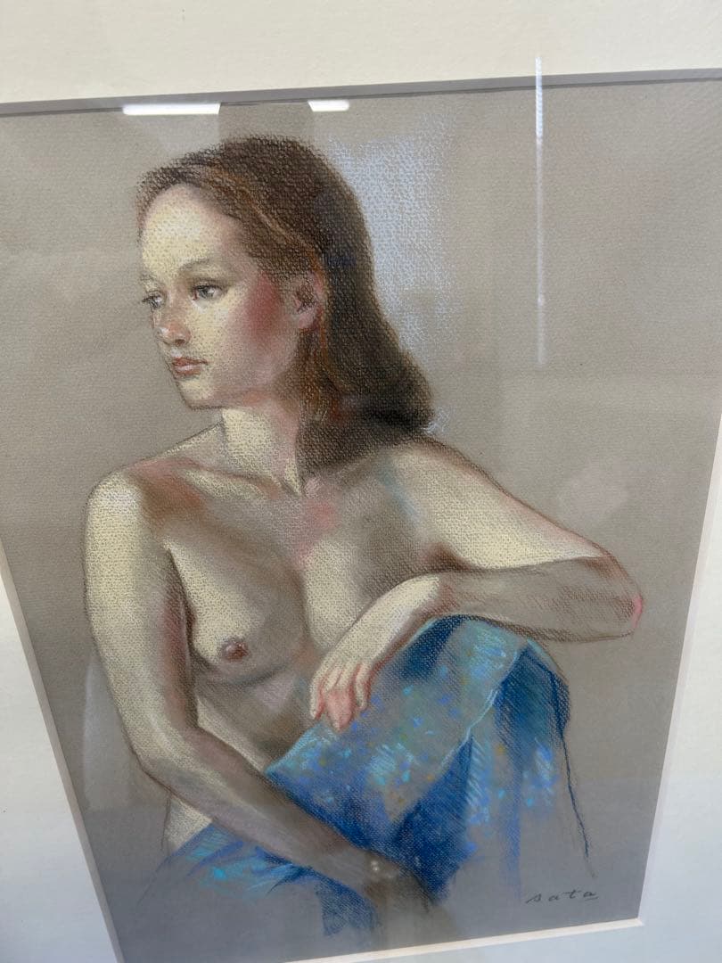 女性のヌードパステル画 裸婦 sata