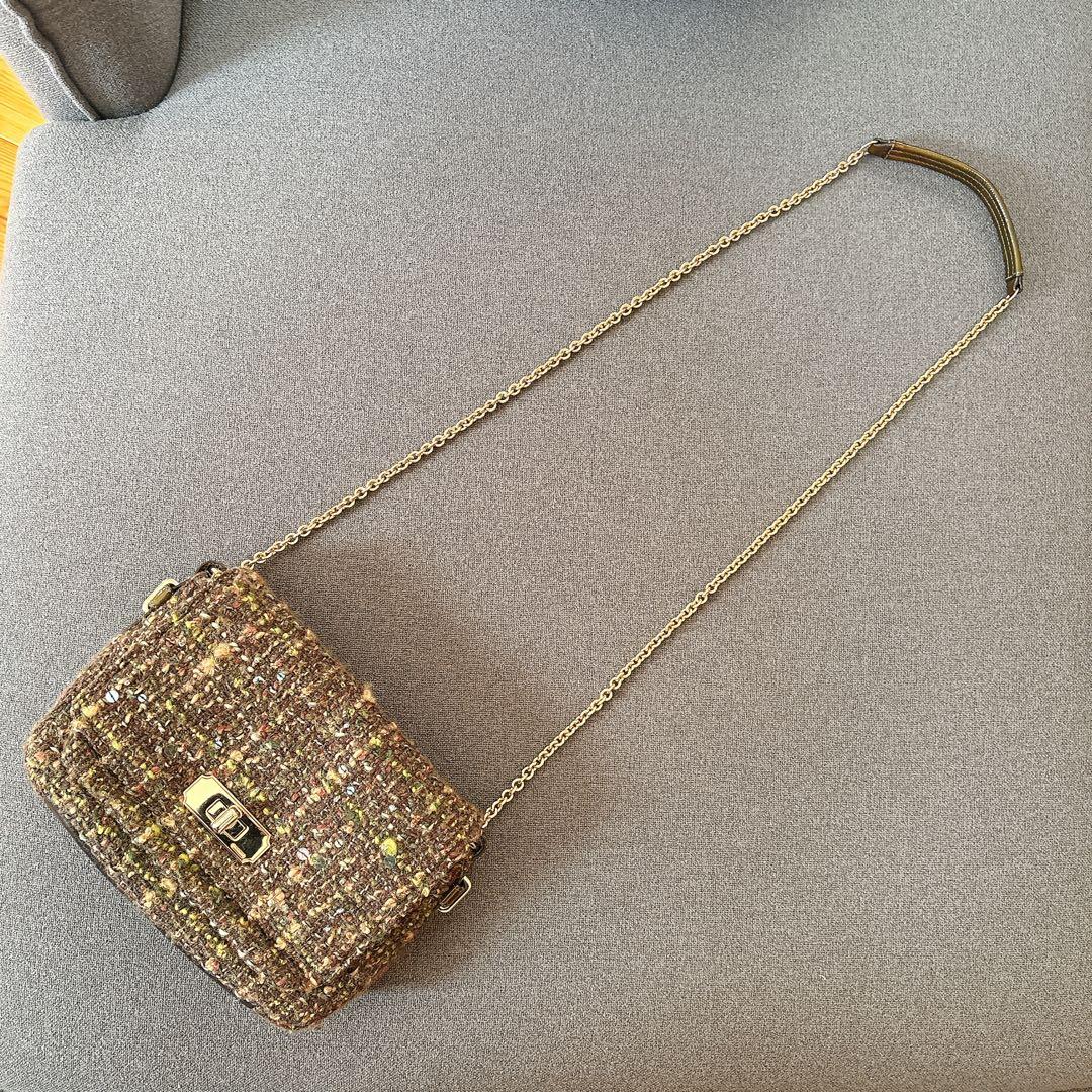 COACH　コーチ　ツイード チェーン 　パンコール　ショルダーバッグ　緑