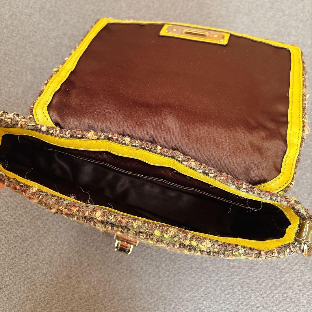 COACH　コーチ　ツイード チェーン 　パンコール　ショルダーバッグ　緑