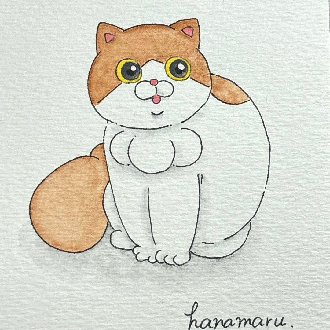 原画 猫 水彩 手描きイラスト アナログ オリジナル ポストカード