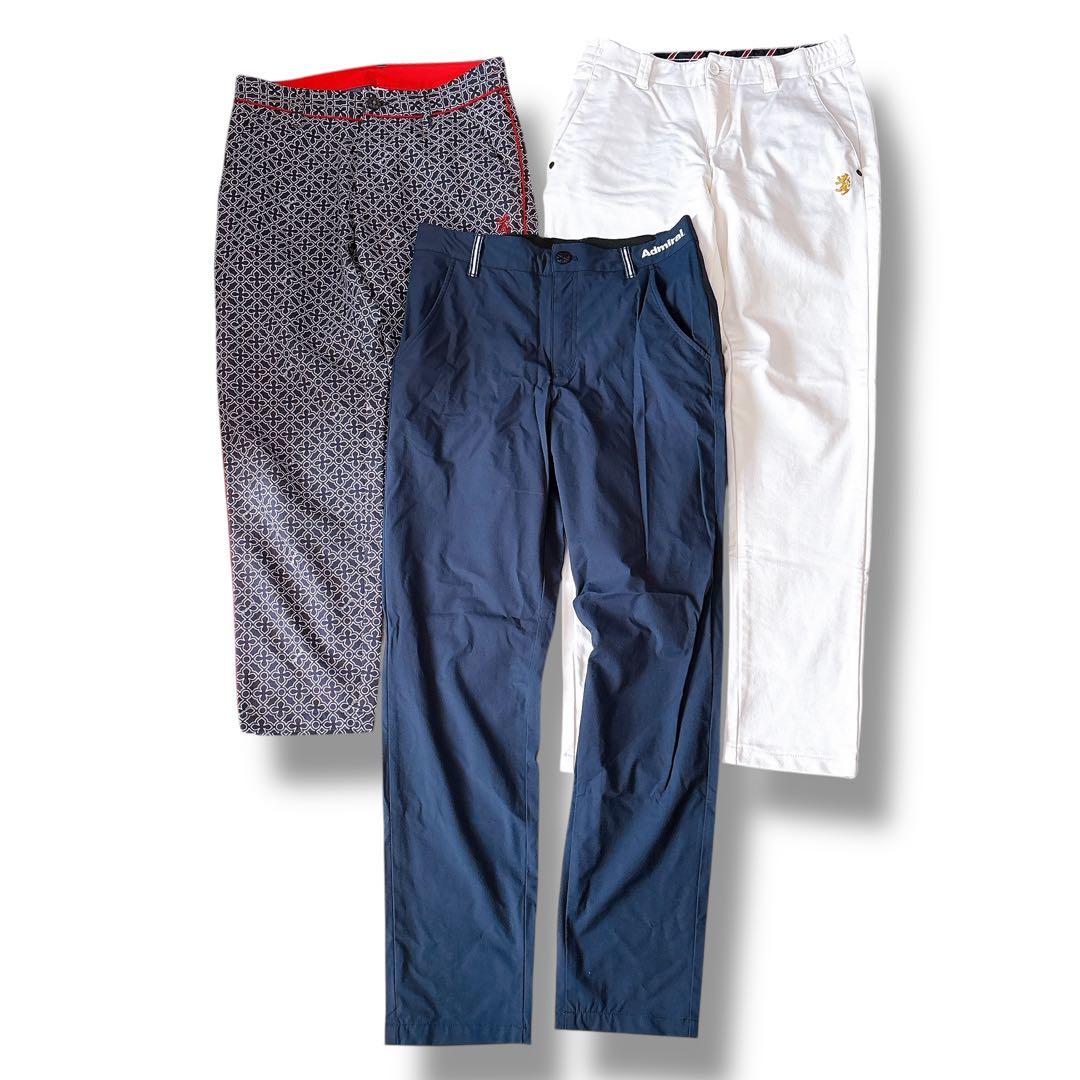 Admiralアドミラル ゴルフ パンツ 3点セット Mサイズ 白 ネイビー 柄 レインパンツADMA3R2 – ADMIRAL