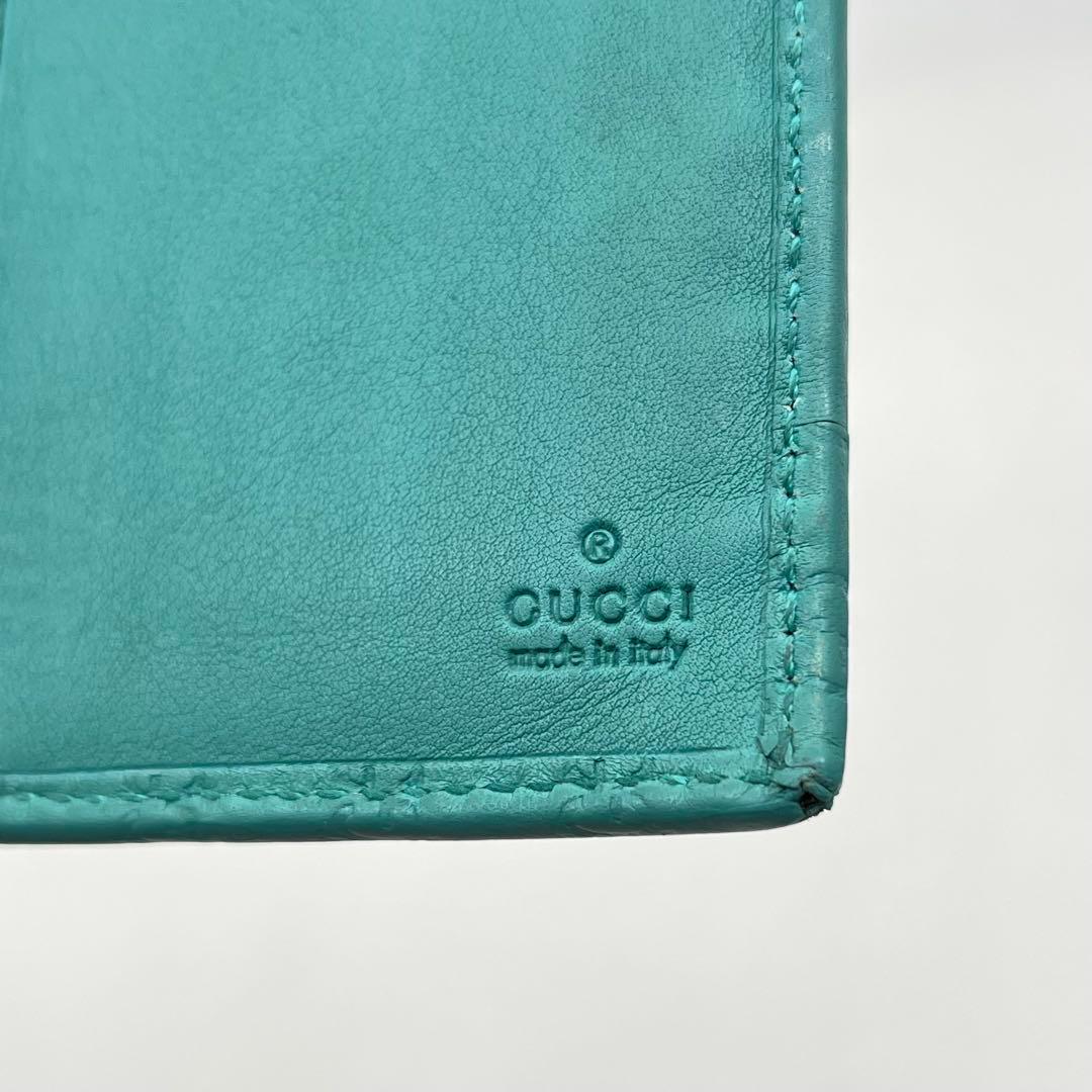 GUCCI 長財布 フラップウォレット マイクロGG レザー エメラルドグリーン