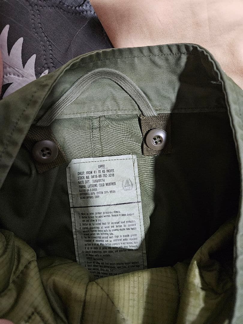 オリーブグリーン ミリタリー m65 フィッシュテール Lサイズ 米軍