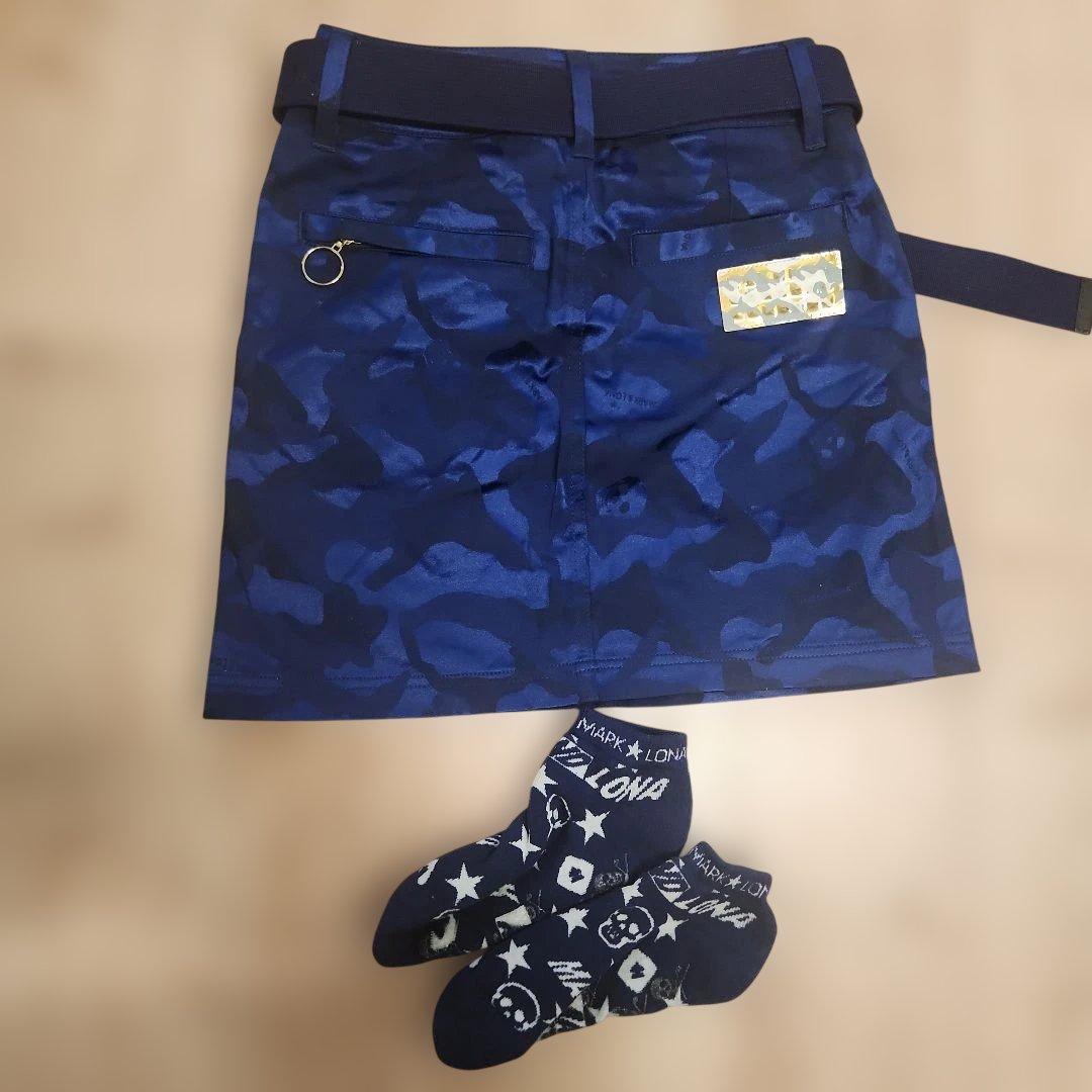 MARK & LONA ネイビー ゴルフスカート 36