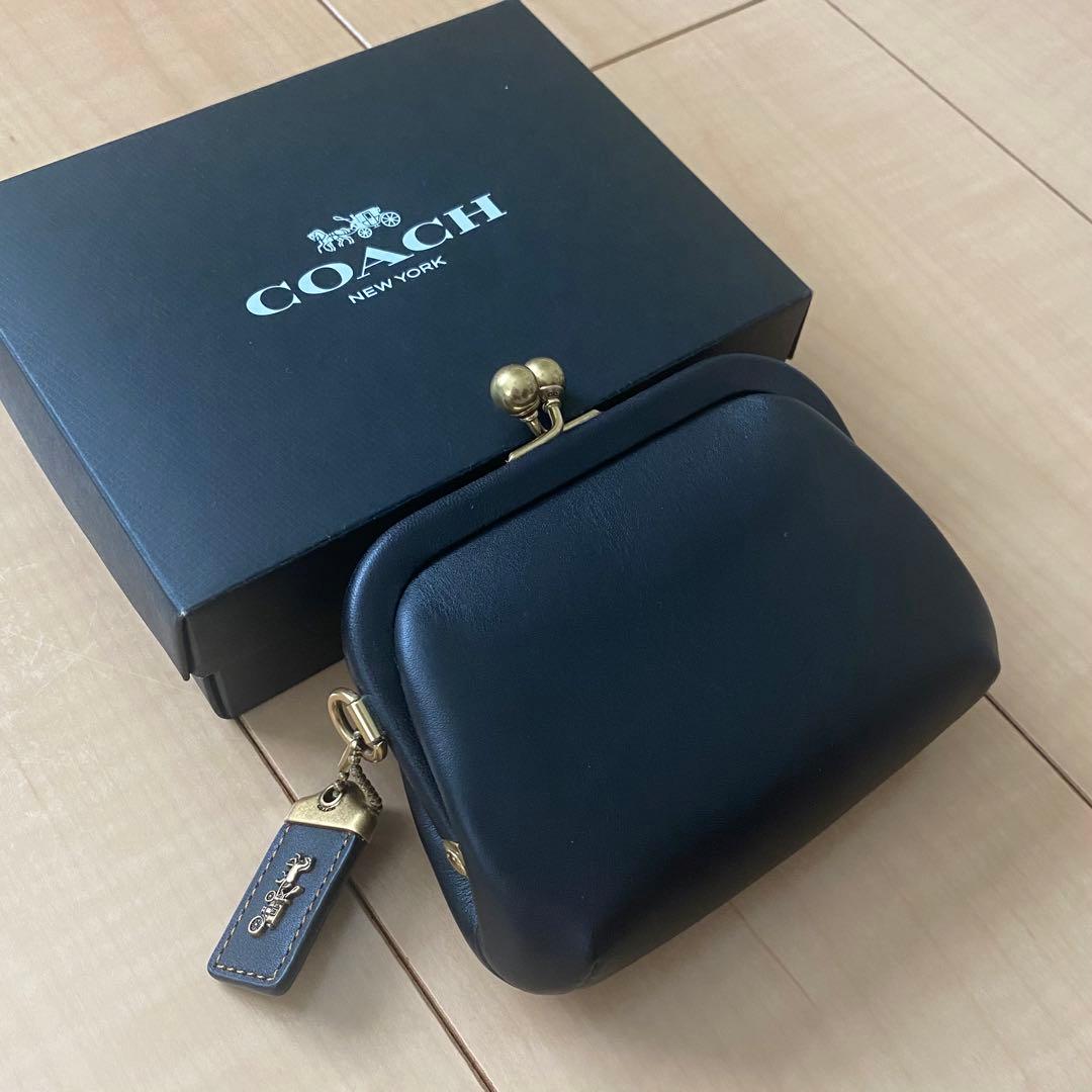 未使用】COACH コーチ がま口 財布 黒 ブラック - メルカリ
