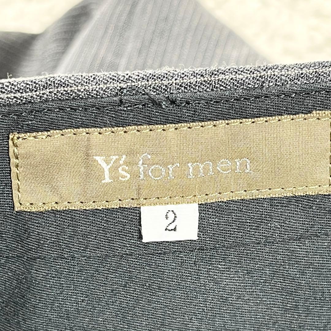 ワイズフォーメン 2タック ストライプ スラックスパンツ プリーツ グレー 2