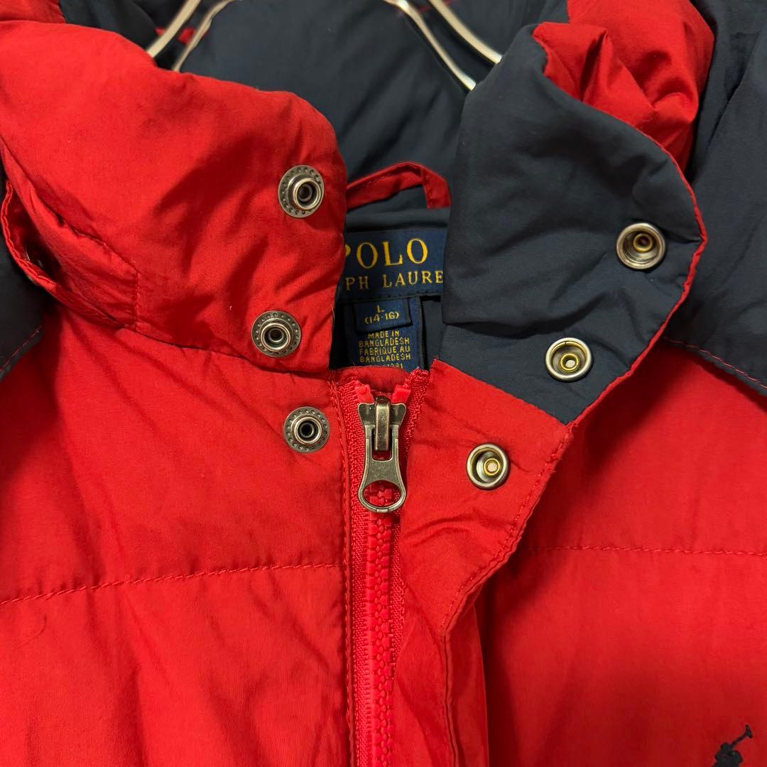 ポロラルフローレン ジャケット ダウンジャケット 刺繍ロゴ レッド M相当