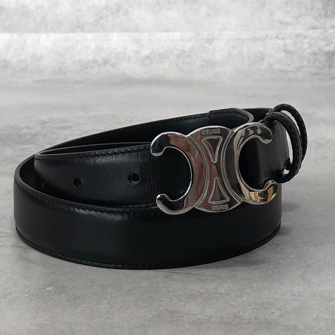 極美品✨セリーヌ トリオンフ ベルト シルバー 75 ブラック レディース