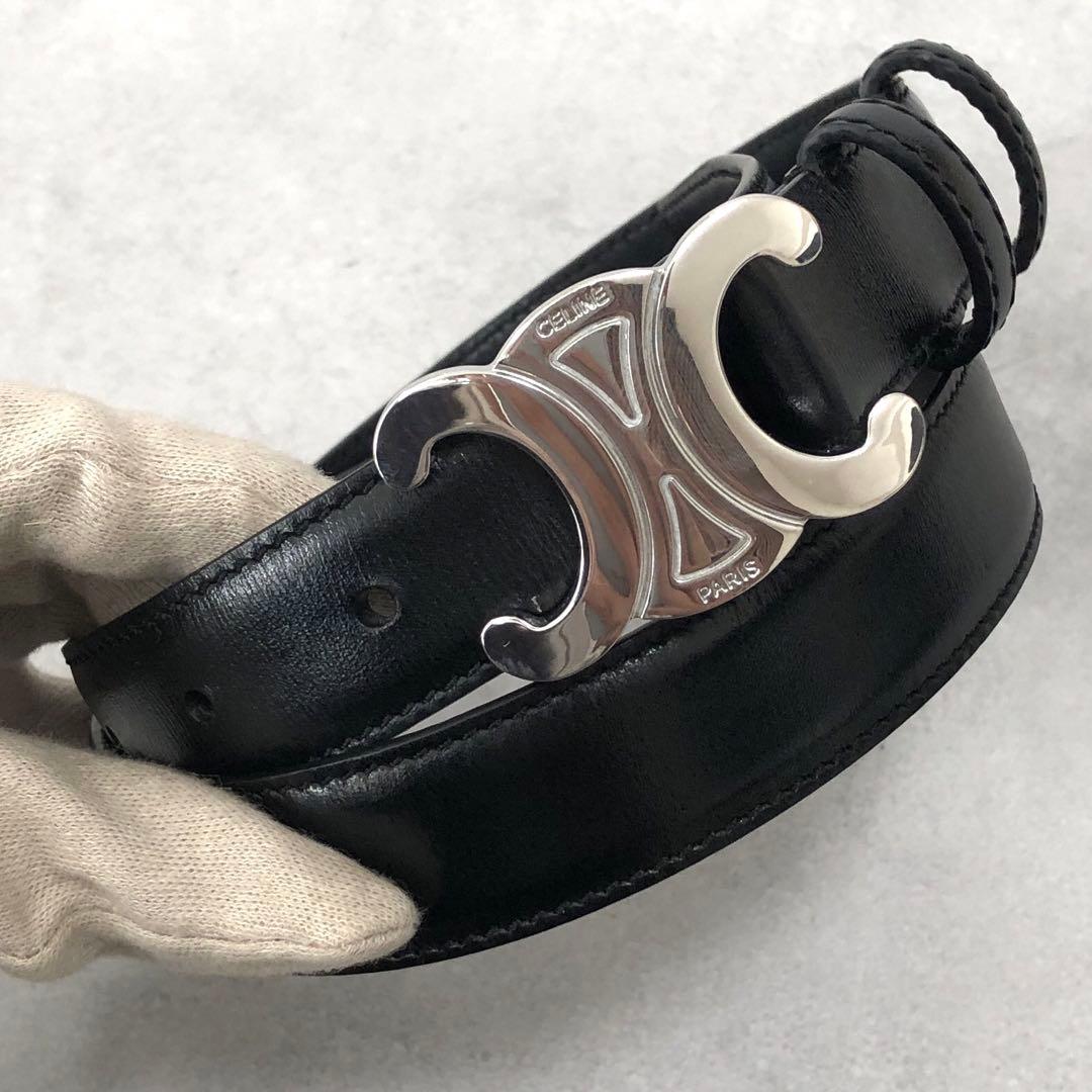 極美品✨セリーヌ トリオンフ ベルト シルバー 75 ブラック レディース