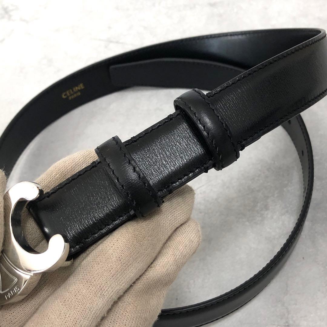 極美品✨セリーヌ トリオンフ ベルト シルバー 75 ブラック レディース