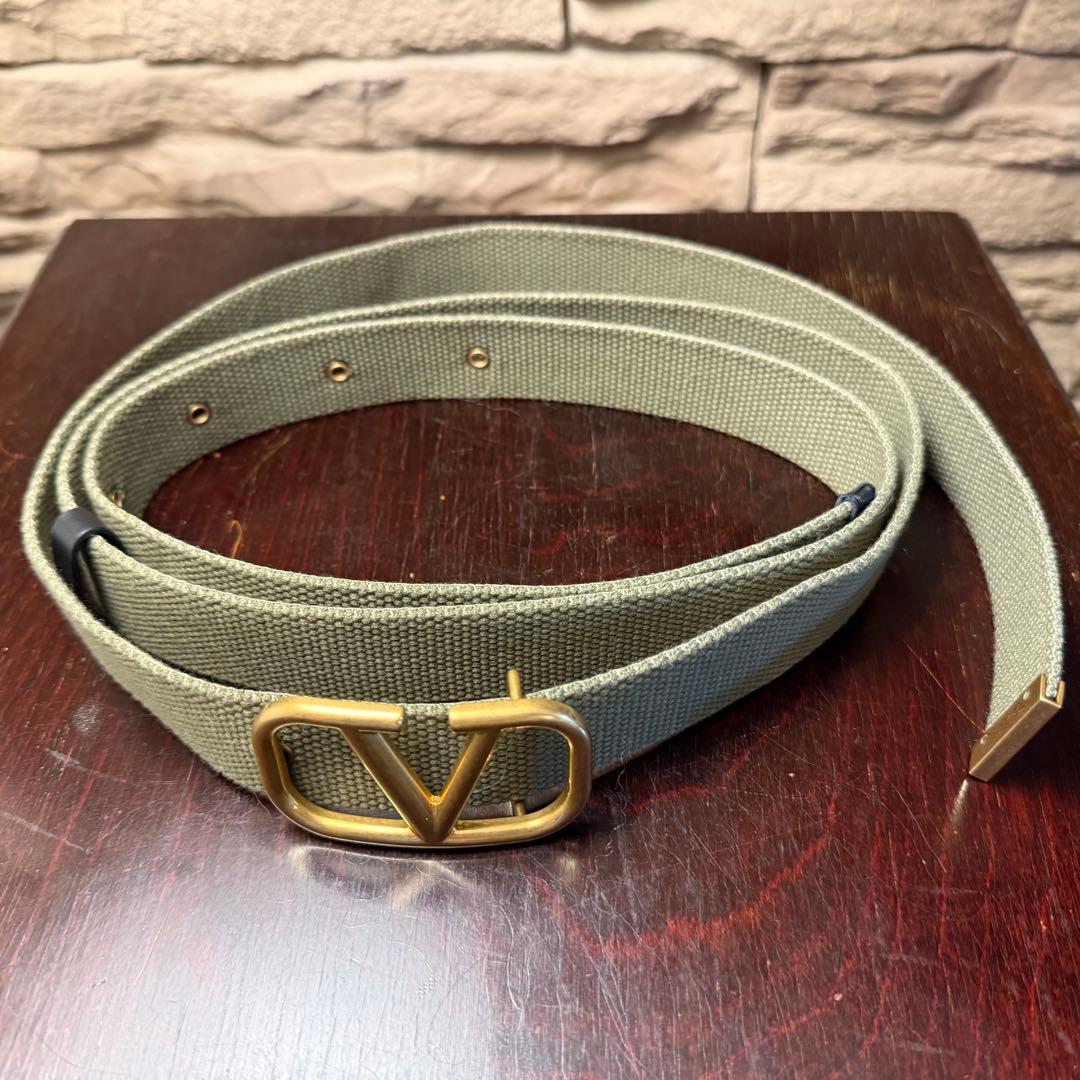 【VALENTINO バレンティノ】キャンバス　ベルト　カーキ