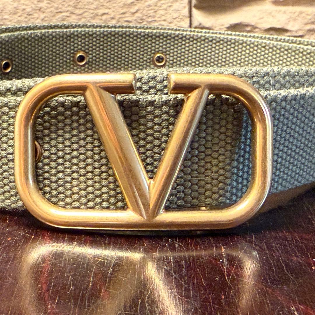 【VALENTINO バレンティノ】キャンバス　ベルト　カーキ
