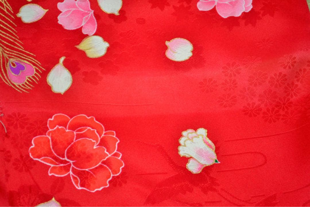 若干訳あり　七五三 着物 7歳 女の子 正絹着物単品　赤