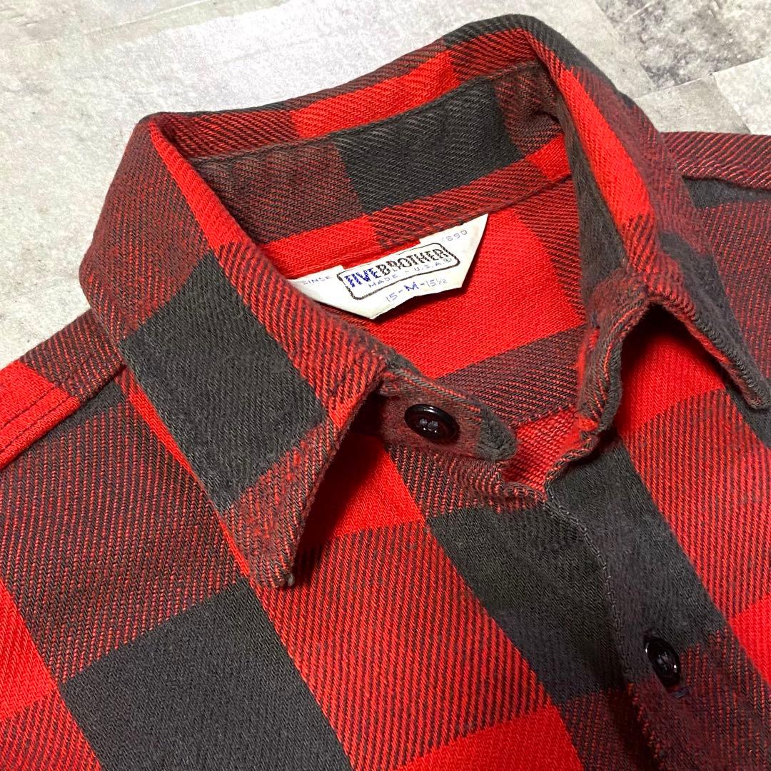 70s 80s USA製 FIVE BROTHER ブロックチェックシャツ