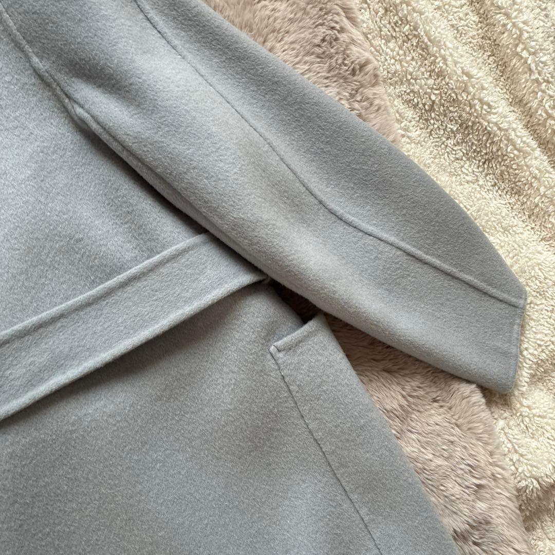 Ballseyベルト付きアイスブルーロングコート