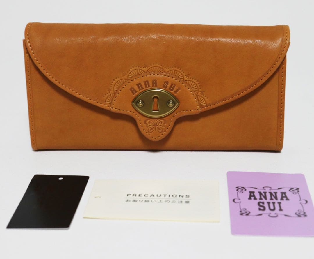 《アナスイ》新品 【キーホール】ポケット多数 レザー かぶせ式ギャルソン長財布