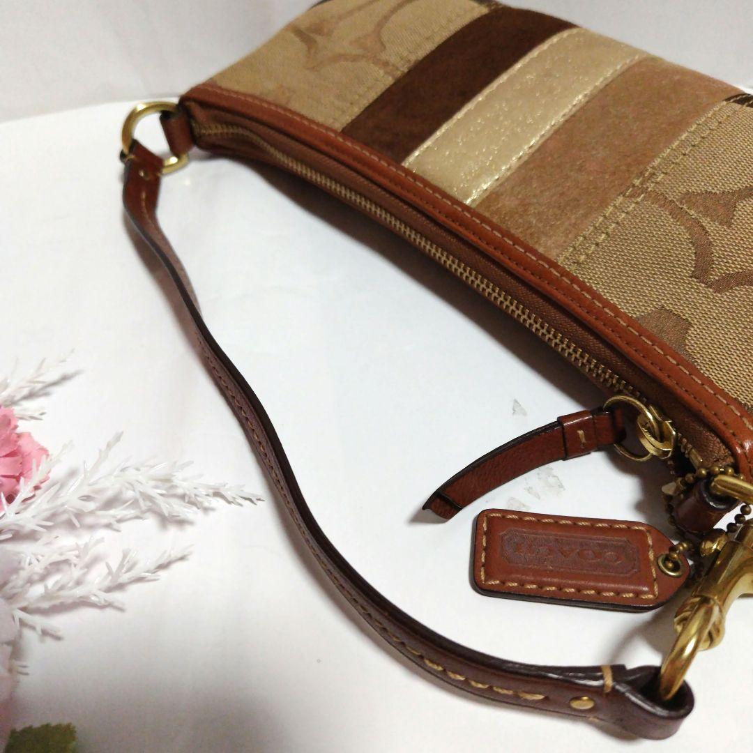 COACH ワンショルダー シグネチャー アクセサリーポーチ パッチワーク