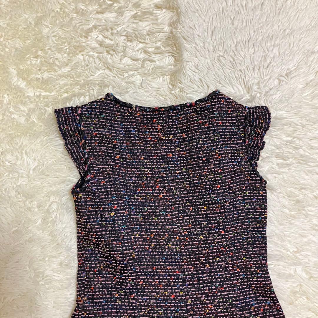 ほぼ未使用　ルネ　TISSUE ツイード　フレンチスリーブ　フリル　マルチカラー