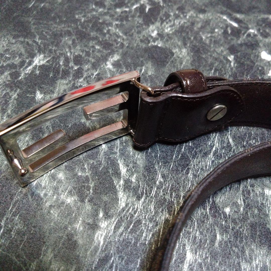 三連休限定価格　フェンディズッカ柄FFバックルキャンバスレザーベルト　FENDI