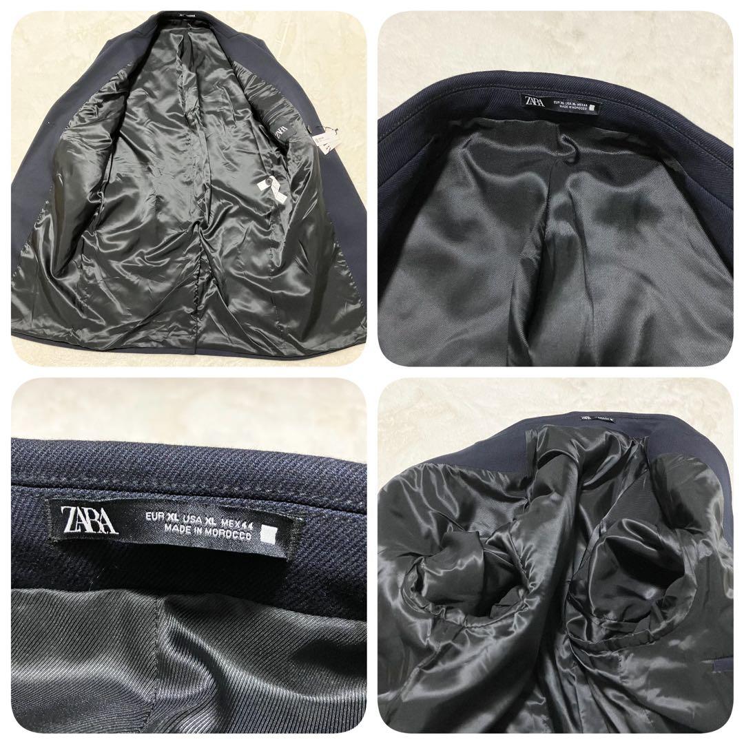 新品同様 タグ付 ZARA ロング ウール チェスター コート XL ネイビー