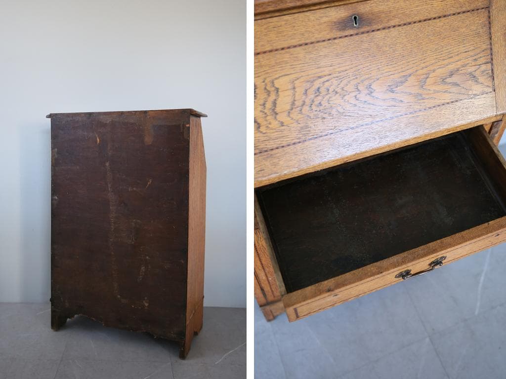 英国アンティーク木製ライティングビューロー/勉強机デスク/テーブル(89-71)